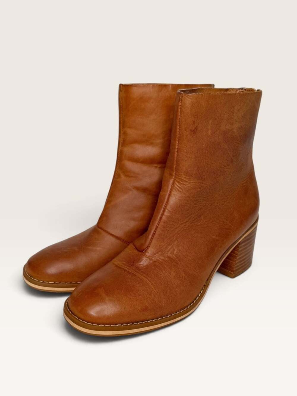 Korks Tan Brown Leather Ankle Booties Size 6